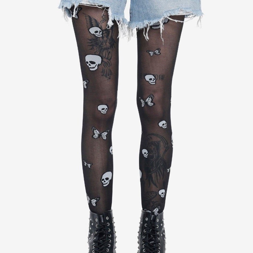 Skull Butterfly Tights Hot‎ Topic